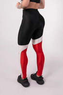 Tricolor Asymmetrical Legging Pants (Black / Off-White / Red)