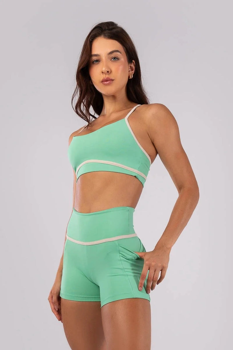 Top with Contrasting Straps and Plating (Mint Green)