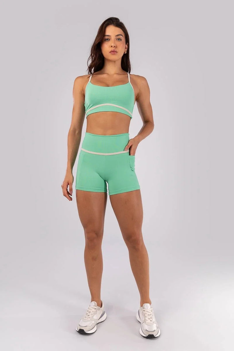 Top with Contrasting Straps and Plating (Mint Green)