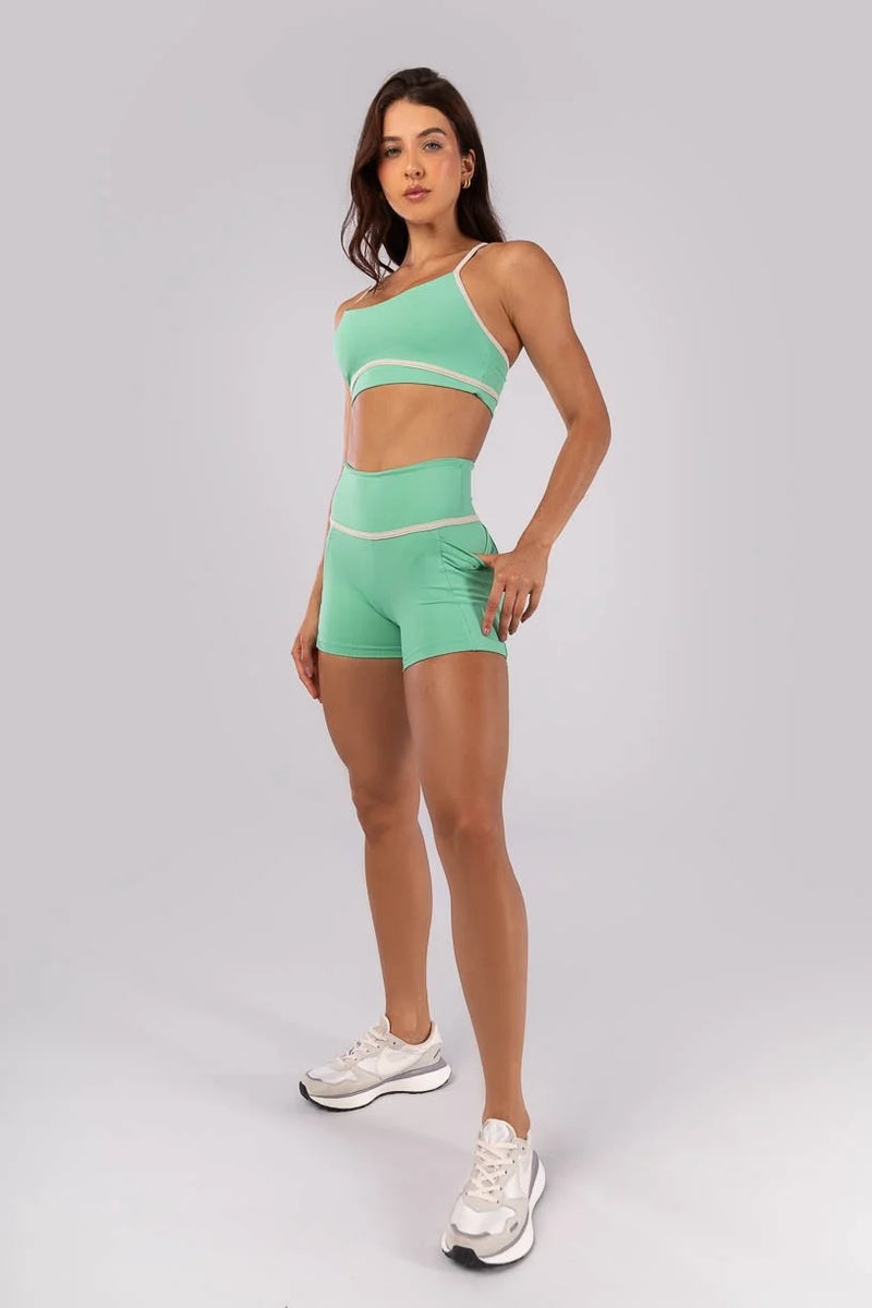 Top with Contrasting Straps and Plating (Mint Green)
