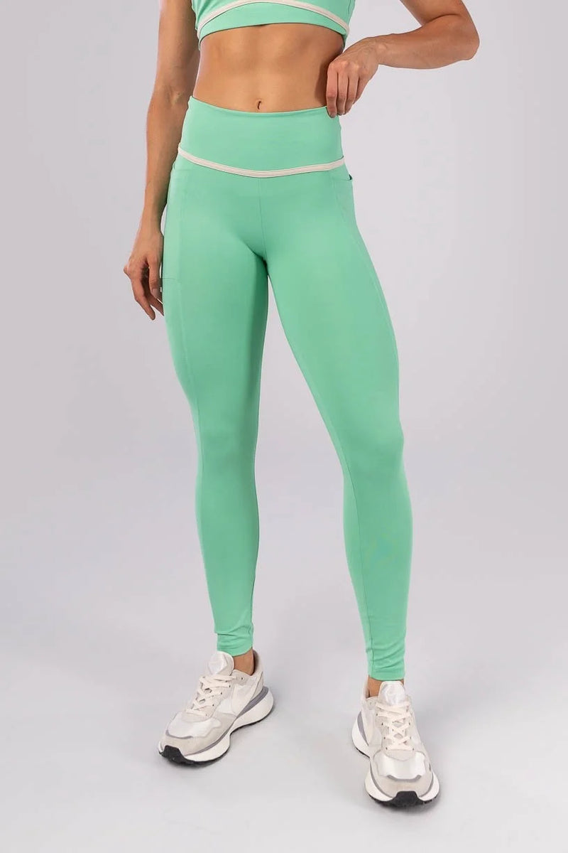 Legging Pants with Pockets and Flat Waistband (Mint Green)