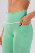 Legging Pants with Pockets and Flat Waistband (Mint Green)